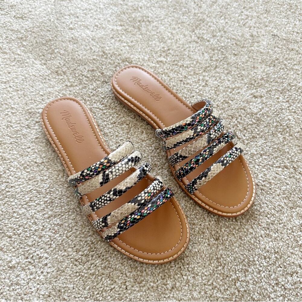 Madewell The Addie Slide Sandal in Stamped Snake Size 7